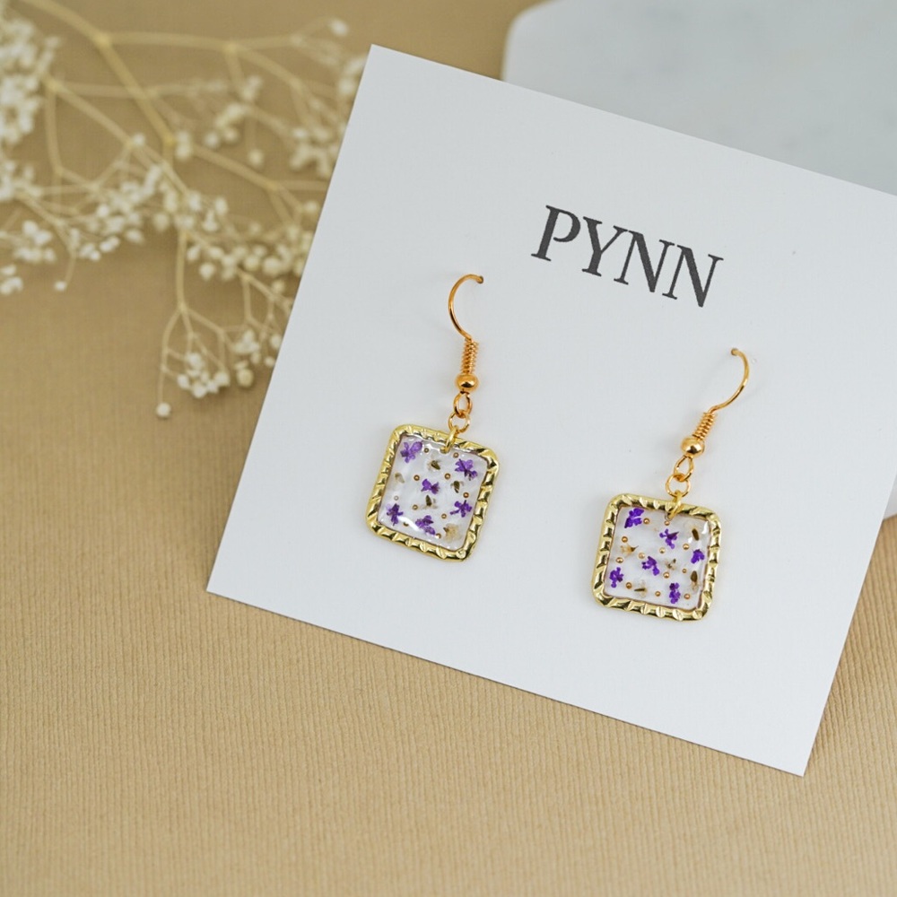 Botanical handmade earrings, real flowers